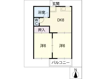 細畑ハイツ(2DK/1階)の間取り写真
