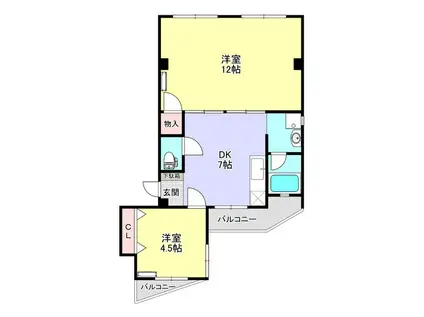 コーポ幸(2DK/1階)の間取り写真