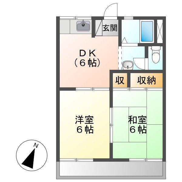 浅尾山ハイツ(2DK/2階)の間取り写真