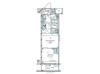 ガリシア品川南大井(1DK/1階)の間取り写真