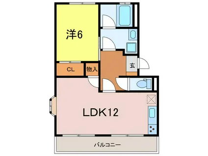 ダイアローグA(1LDK/3階)の間取り写真