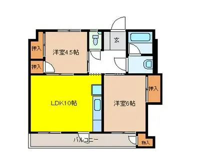 2000ポスト中村コーポ(2LDK/2階)の間取り写真