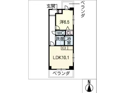 インペリアル南大高(1LDK/1階)の間取り写真