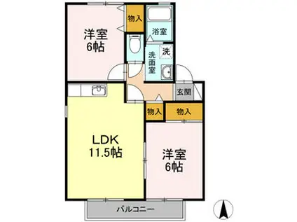 マリーガーデン(2LDK/2階)の間取り写真