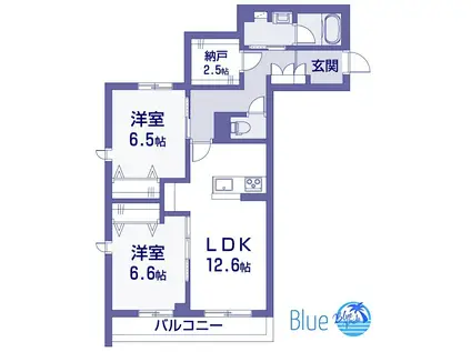 シャーメゾン湘南松が丘II(2LDK/2階)の間取り写真