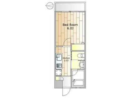 ヒルサイドクレソン(1K/2階)の間取り写真