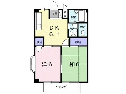 ハイライズ大和1(2DK/2階)の間取り写真