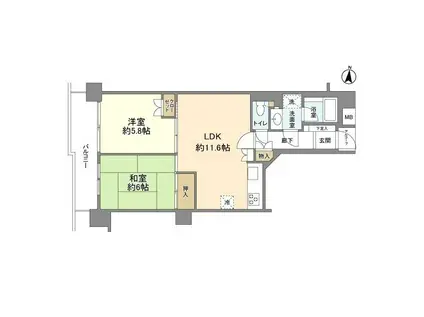 スターハイム生田(2LDK/2階)の間取り写真