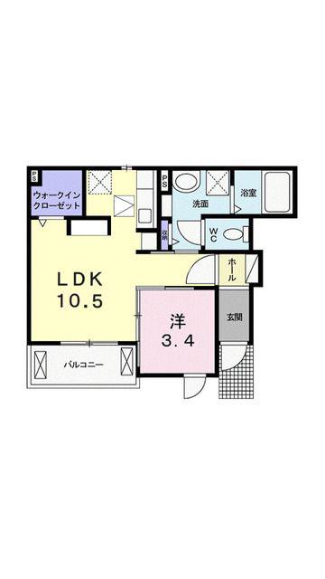 モリジェラートIII(1LDK/1階)の間取り写真