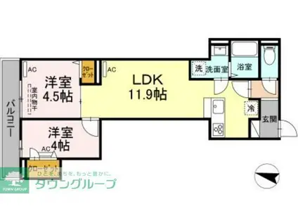 ルリアン北小岩II(2LDK/3階)の間取り写真