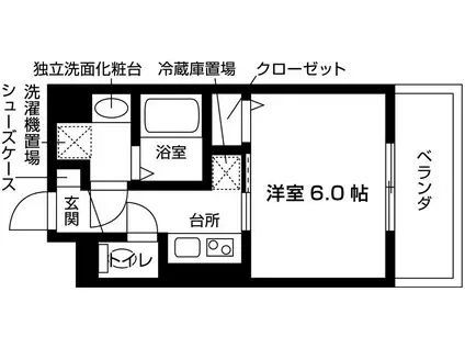 GRAMM東小野堀町A(1K/3階)の間取り写真