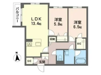 ロコ・ソラーレ(2LDK/2階)の間取り写真