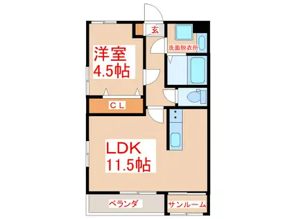 CLOUD9 2ND(1LDK/1階)の間取り写真