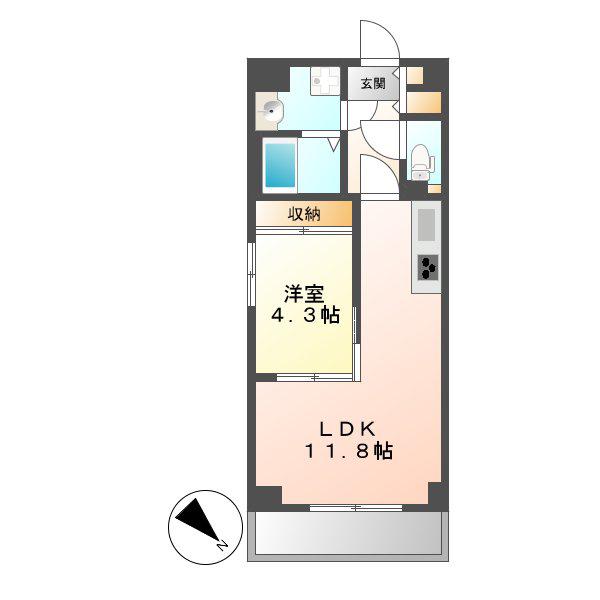 S-FORT鶴舞CUBE(1LDK/8階)の間取り写真