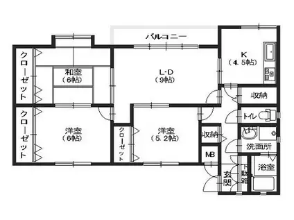 カルティエGM(3LDK/1階)の間取り写真