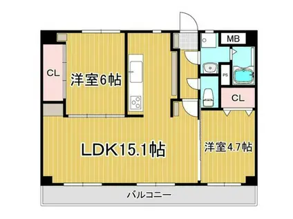 コーポ・ウィスタリア(2LDK/3階)の間取り写真