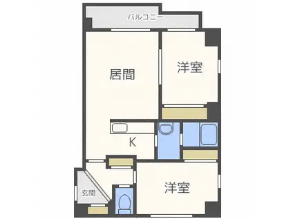 QUALIA(2LDK/8階)の間取り写真