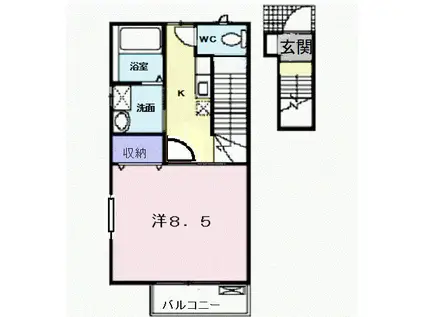 ネオワンユソー(1K/2階)の間取り写真