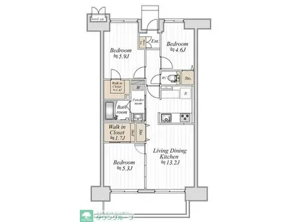 コンフォート津田沼 弐番館(3LDK/2階)の間取り写真