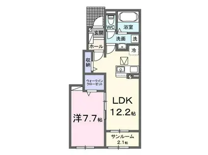 ヒカルサ水戸赤塚 II(1LDK/1階)の間取り写真