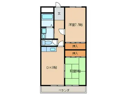 エルミータカガミ(2DK/3階)の間取り写真