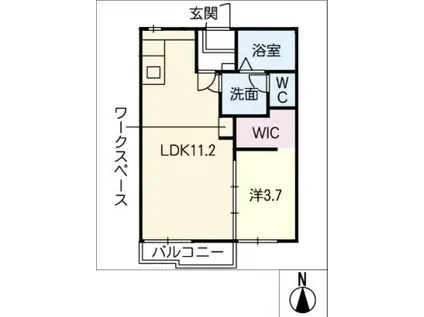 ハリープラザ三陽F棟(1LDK/2階)の間取り写真
