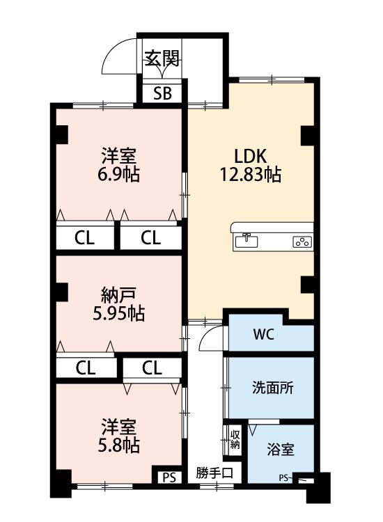 リバーサイド東洋(2SLDK/1階)の間取り写真