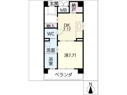 グローバルコート森岡(1DK/8階)の間取り写真