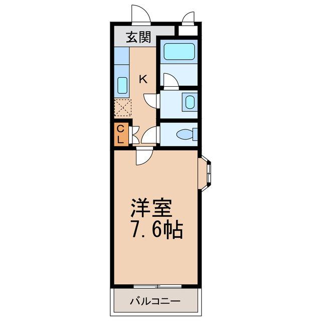 エタニティコートI番館(1K/2階)の間取り写真