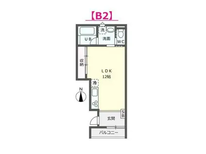 VILLENEUVE(ワンルーム/2階)の間取り写真