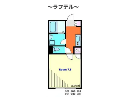 FILLE FLATS西所沢(1K/2階)の間取り写真