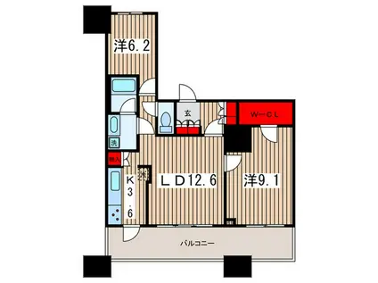 THE TOKYO TOWERS MID TOWER13F(2LDK/13階)の間取り写真