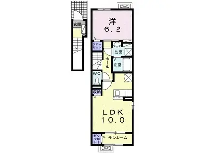 ルア・ノヴァ(1LDK/2階)の間取り写真