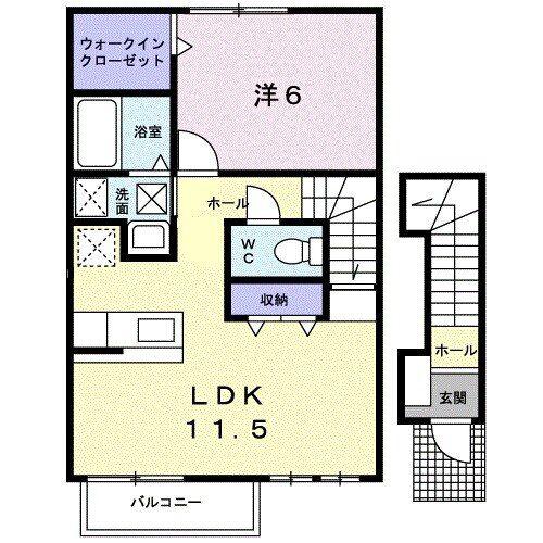 ポタジェ太田A(1LDK/2階)の間取り写真