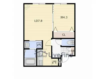 ジーハイム美園(1LDK/2階)の間取り写真