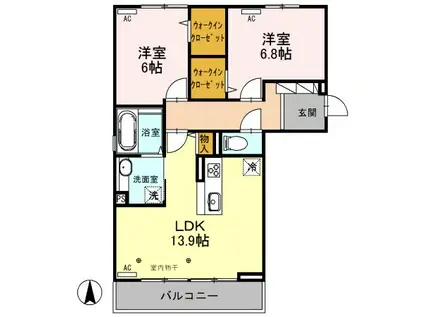 セジュールグリーン G(2LDK/3階)の間取り写真