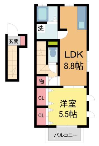 フィエルテ(1LDK/2階)の間取り写真