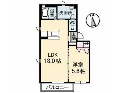 ハーズ乙多見(1LDK/2階)の間取り写真