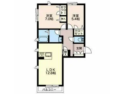 ヴィラ・鈴之木(2LDK/1階)の間取り写真