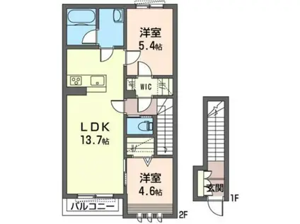 SHAMAISON 荻IV(2LDK/2階)の間取り写真