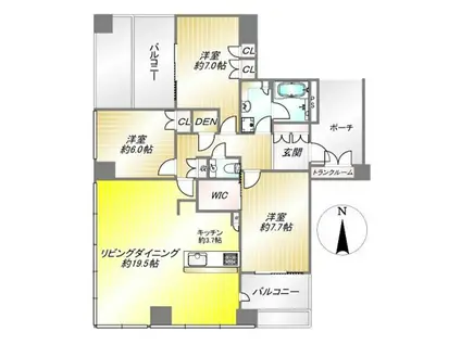 ワールドシティタワーズキャピタルタワー(3LDK/29階)の間取り写真