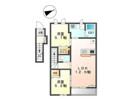 プランドールメゾン(2LDK/2階)の間取り写真