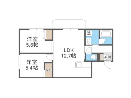 RISHAS(2LDK/3階)の間取り写真