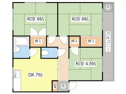 城北コーポI(3DK/2階)の間取り写真