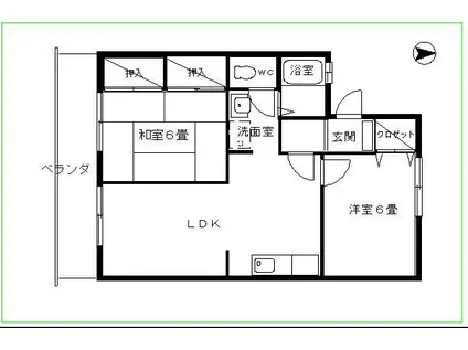 パ-クサイド西武(2LDK/1階)の間取り写真