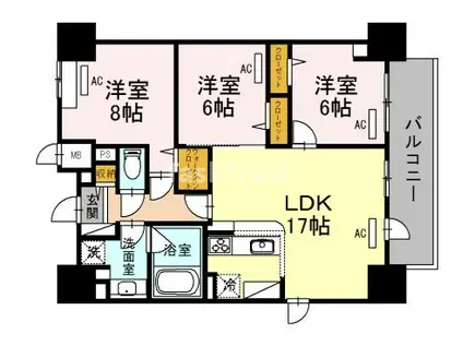 PONTE CIELO(3LDK/12階)の間取り写真