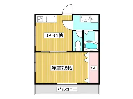時喜成田(1DK/2階)の間取り写真