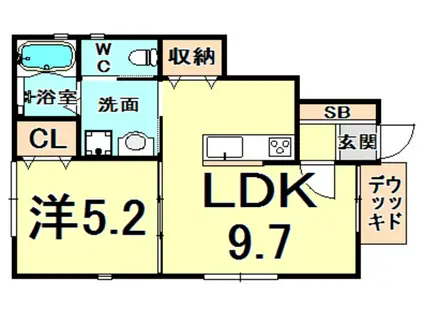 甲子園プレミアム(1LDK/1階)の間取り写真