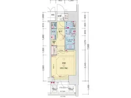 プレサンス名古屋ルーカス(1K/8階)の間取り写真