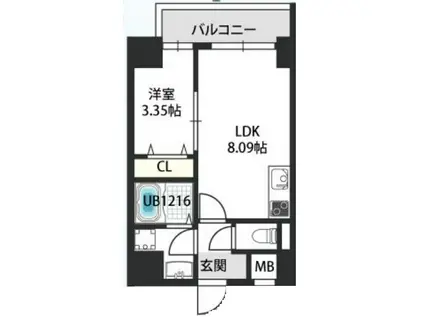 GRAND STEADY新梅田(1LDK/4階)の間取り写真